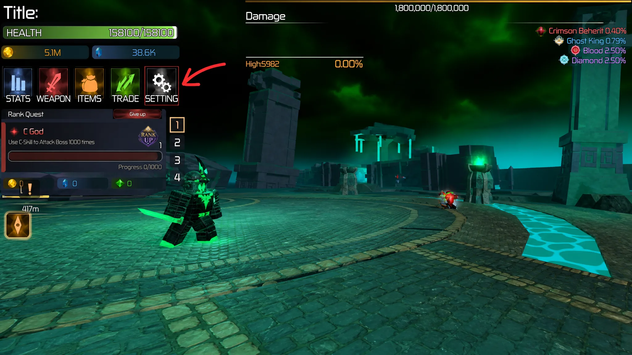 The Settings Icon in Broken Blade Roblox Experience