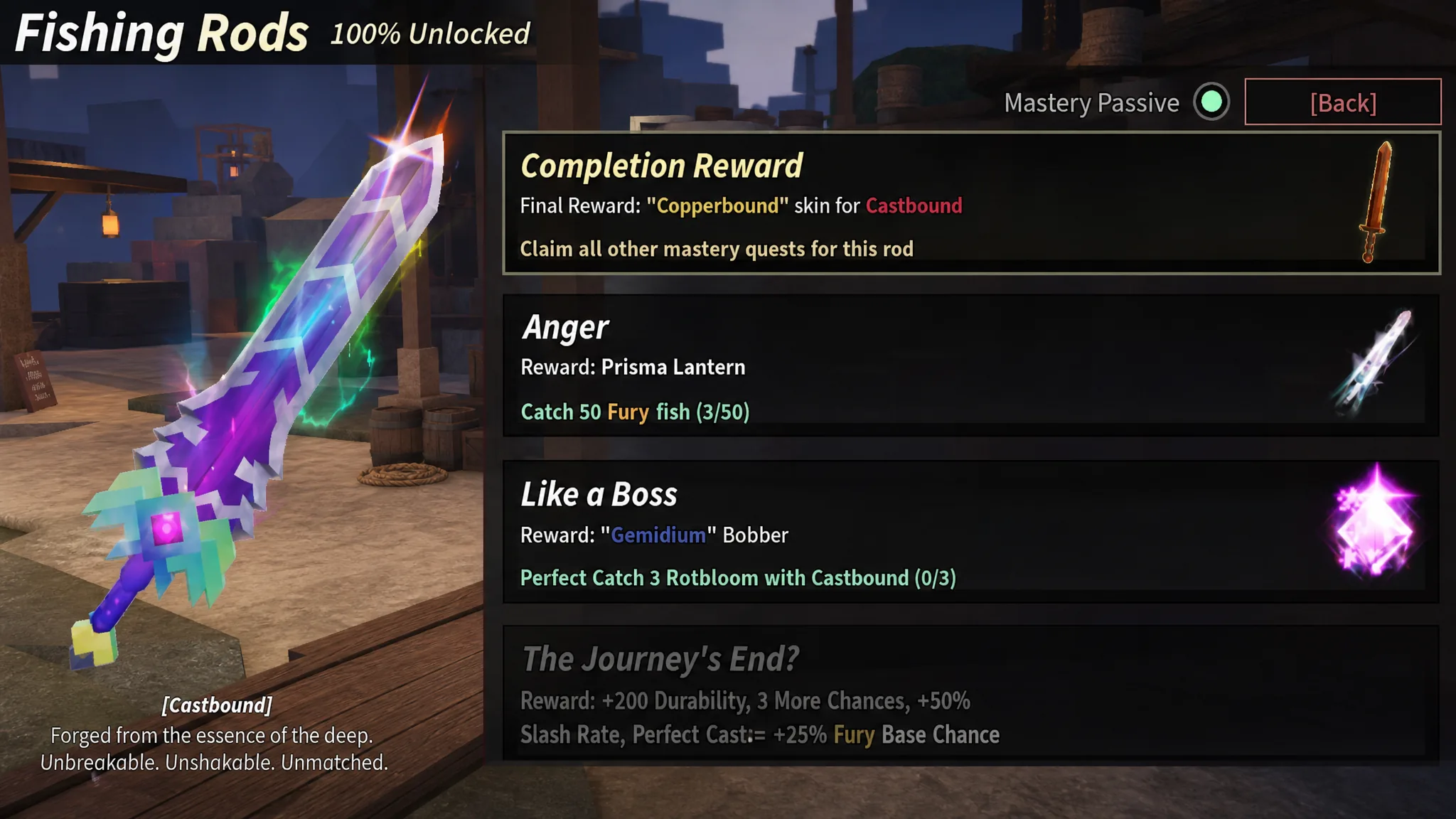 The Castbound Mastery Task Menu