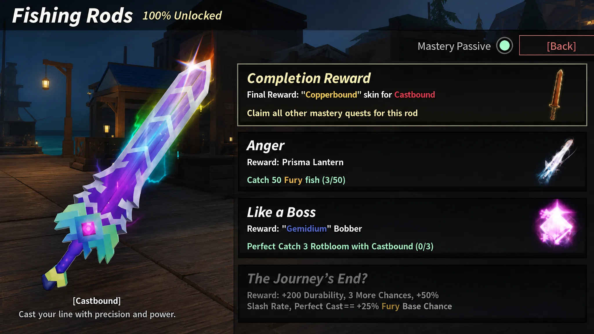 The Castbound Mastery Task Menu