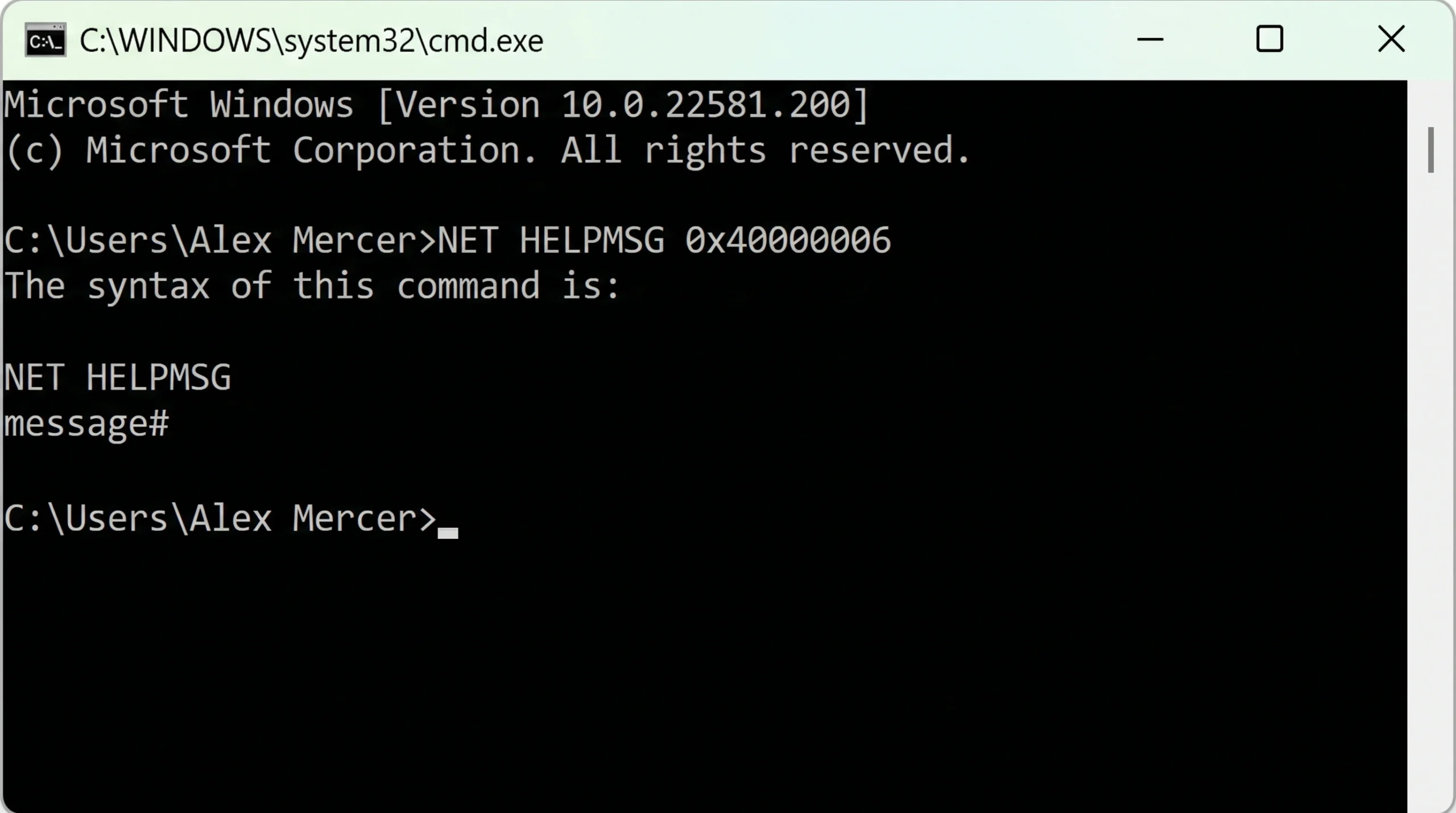 NET HELPMSG cannot decode NTSTATUS values