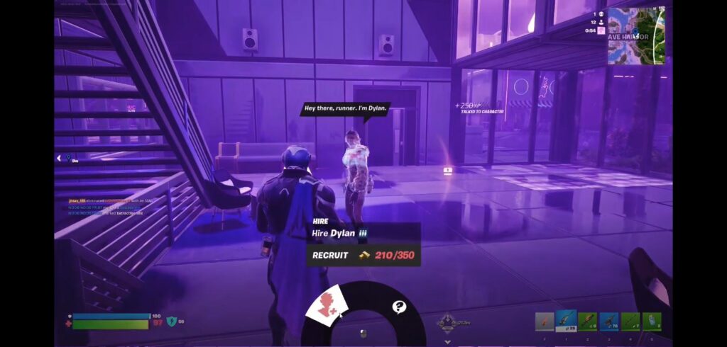Fortnite Dylan NPC hire screen at Heatwave Harbor