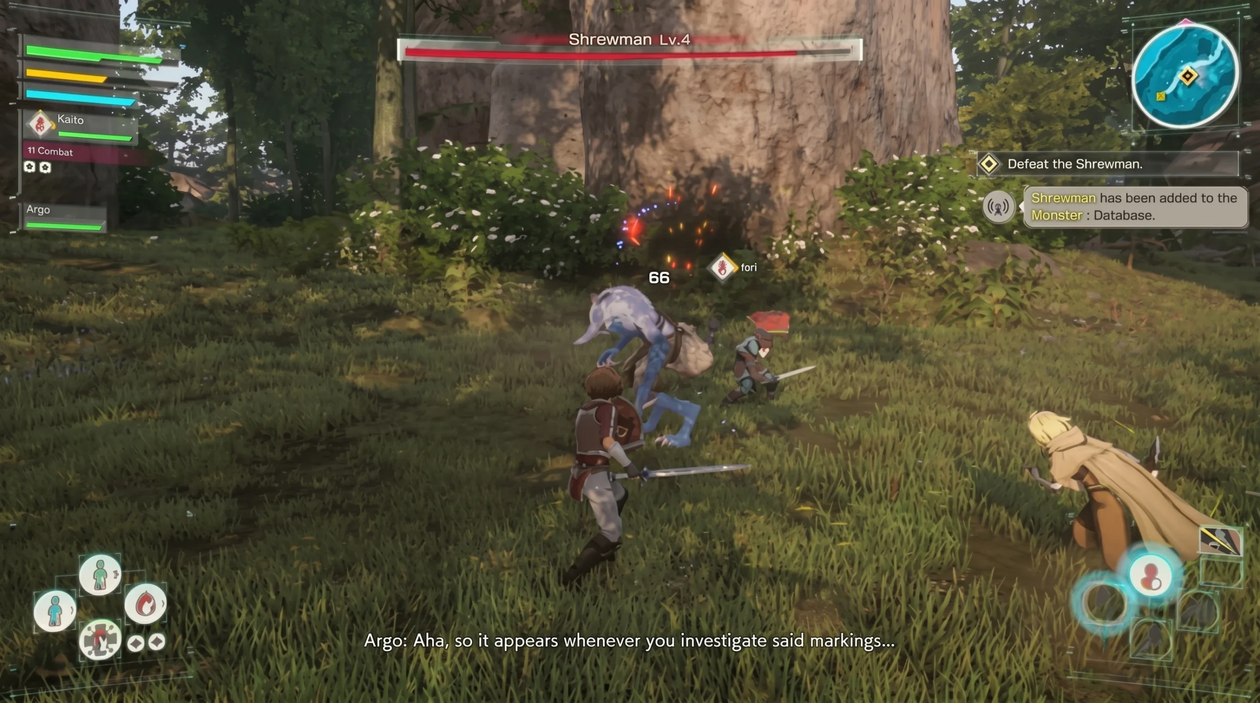 Real-time combat against a monster in Echoes of Aincrad