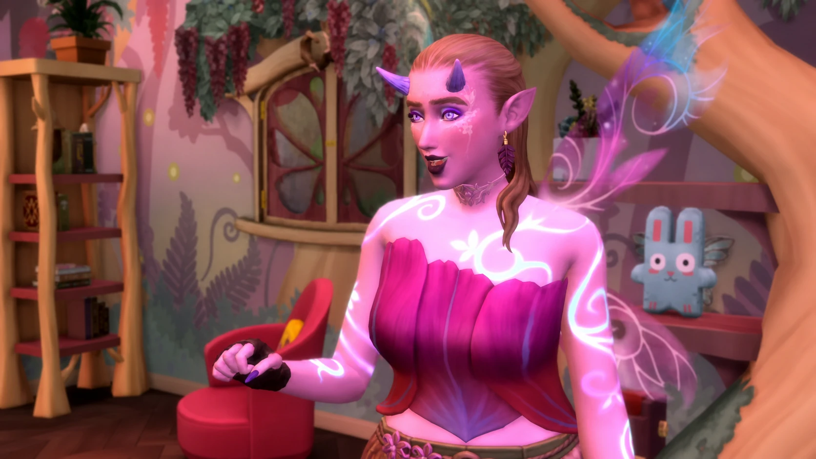 A pink fairy from the Sims 4 Enchanted by Nature expansion