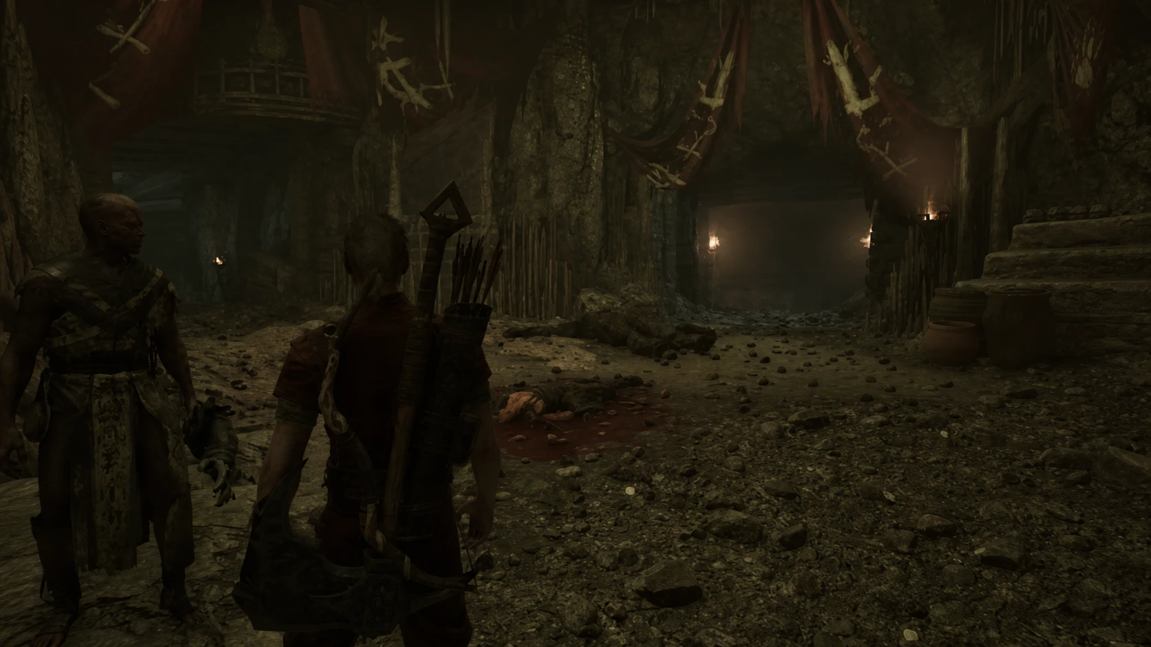 Looting a corpse to find the first half of the key