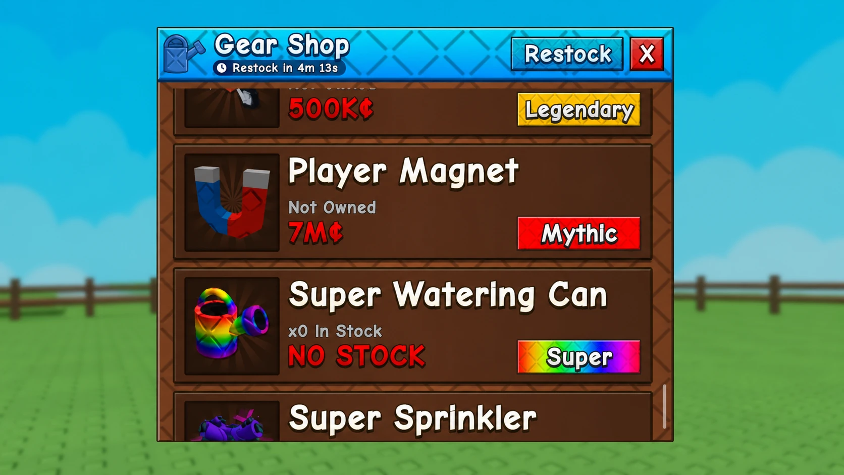 Buying the Player Magnet at the Gear Shop in Grow a Garden 2
