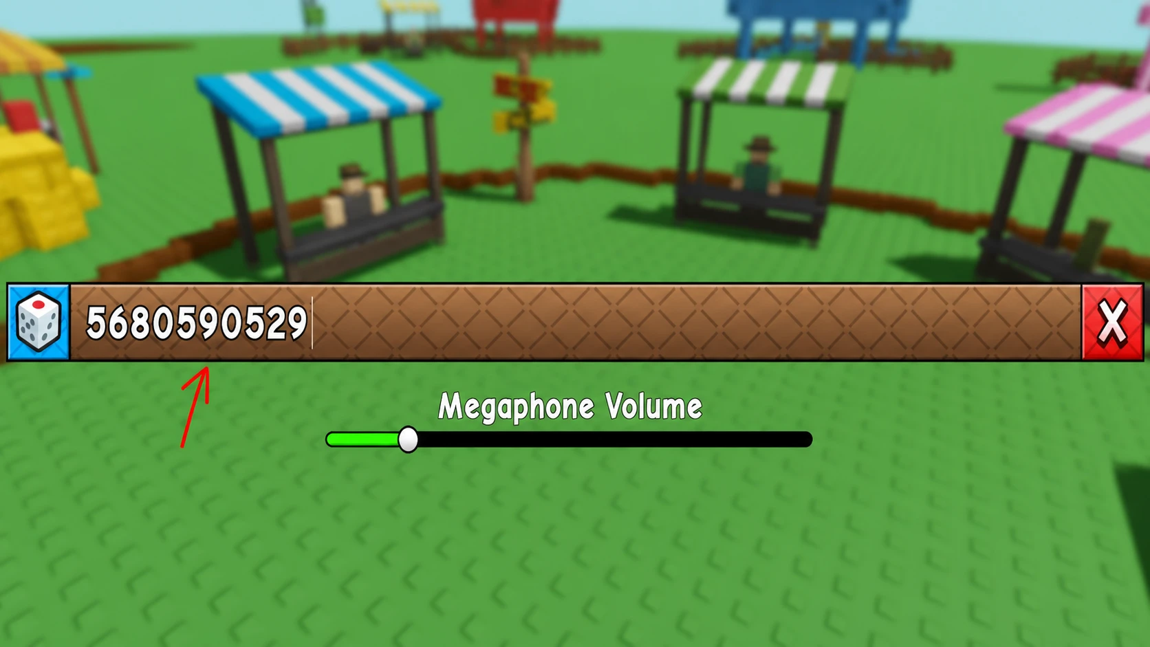 Megaphone code song ID configure button in GAG 2