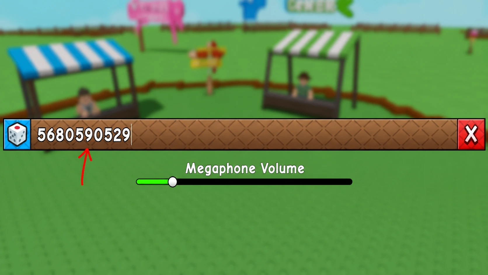 Megaphone code song ID configure button in GAG 2