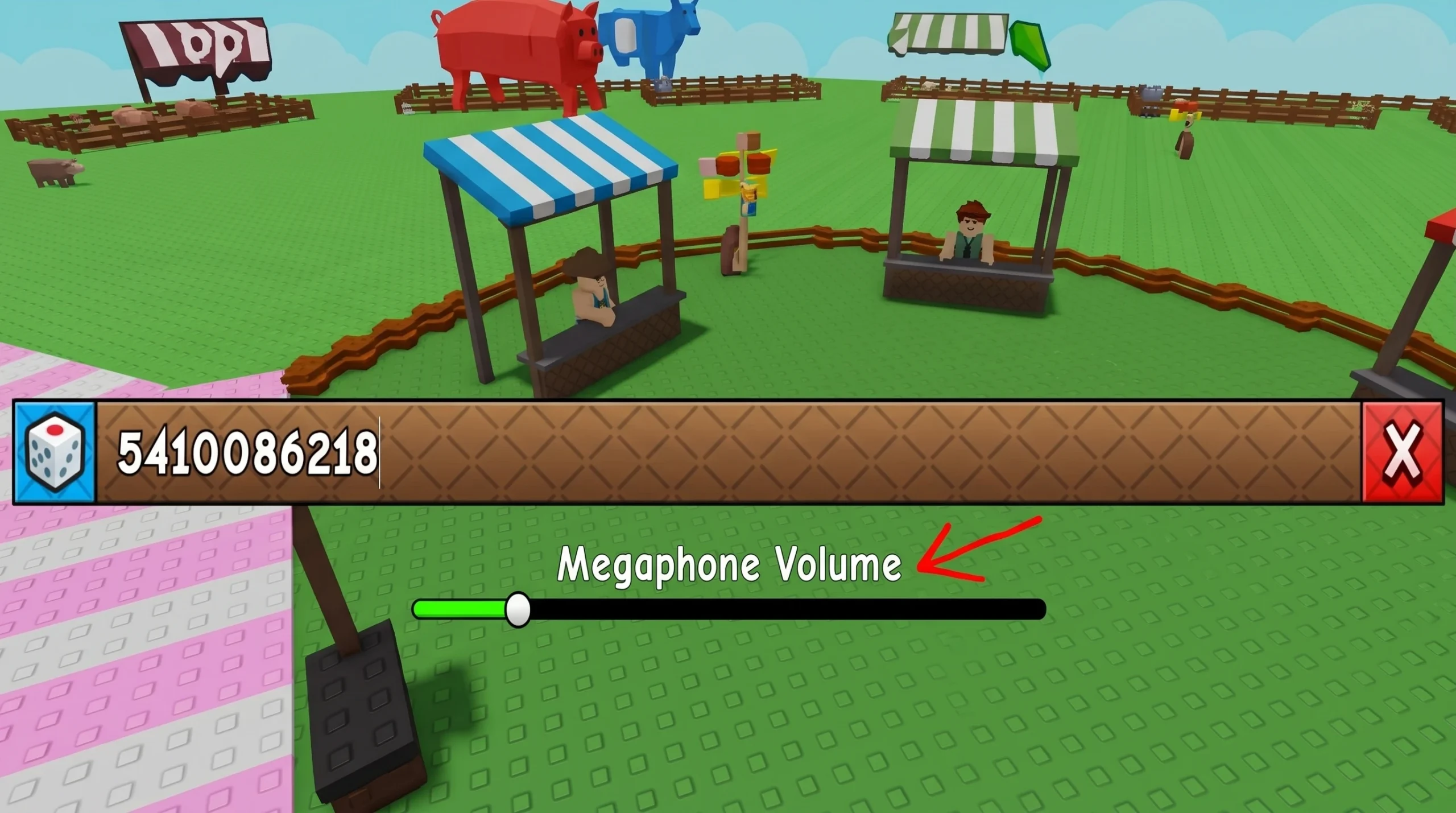 Megaphone code song ID configure button in GAG 2