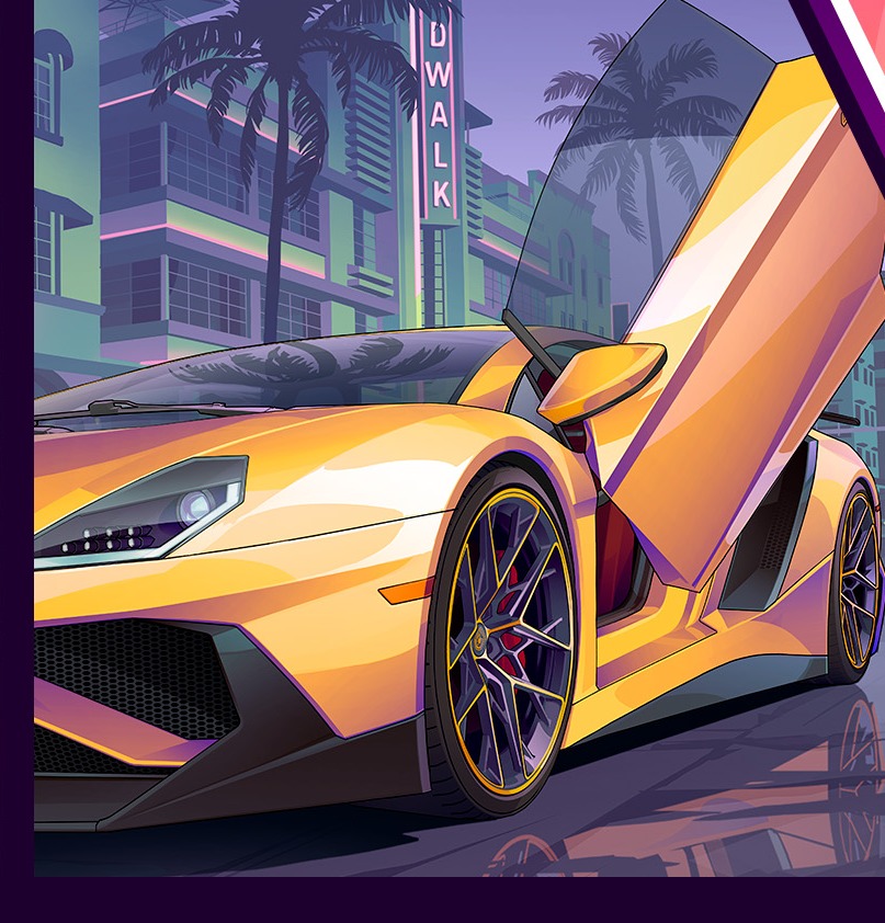 Yellow supercar with a raised door on the GTA 6 cover