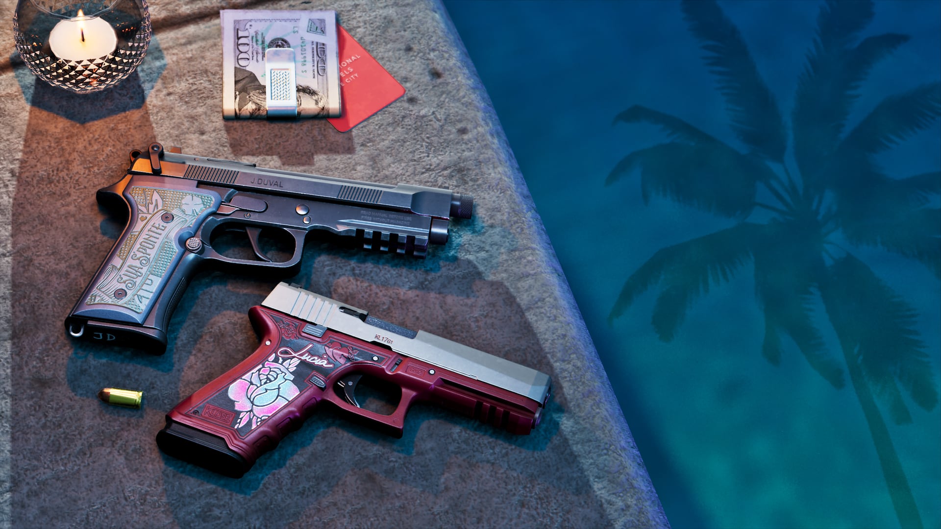 Jason's Girardi ES9 and Lucia's Klose K17 personalized pistols