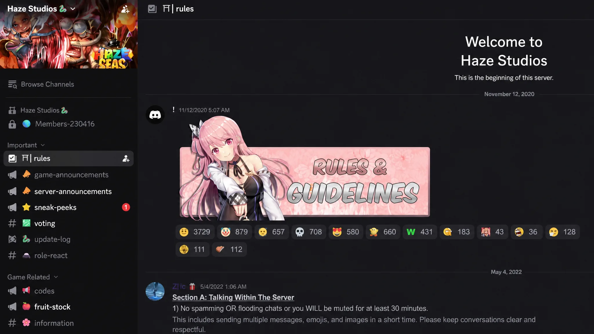 image showing the official Haze Seas Discord server