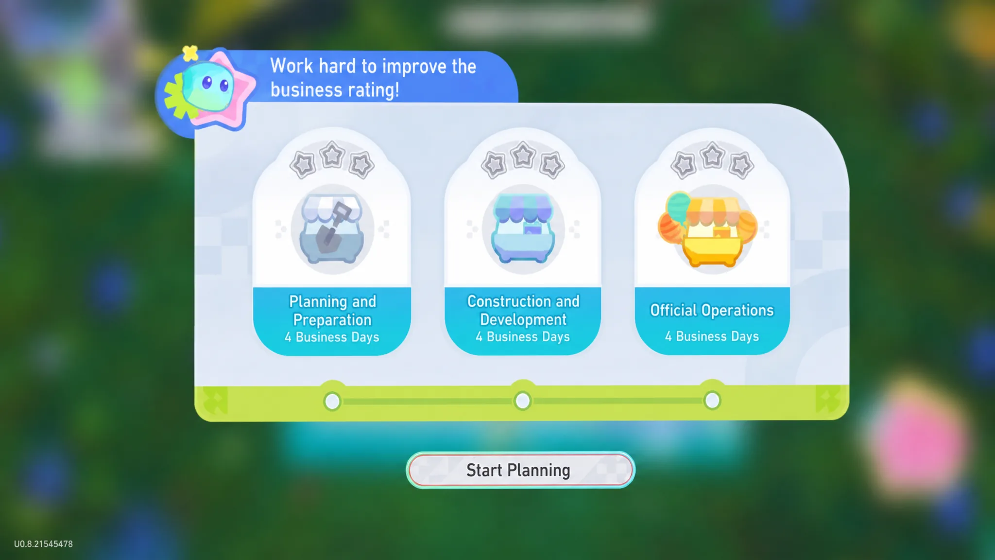Wispae Amusement Park event stage requiring three stars across three phases