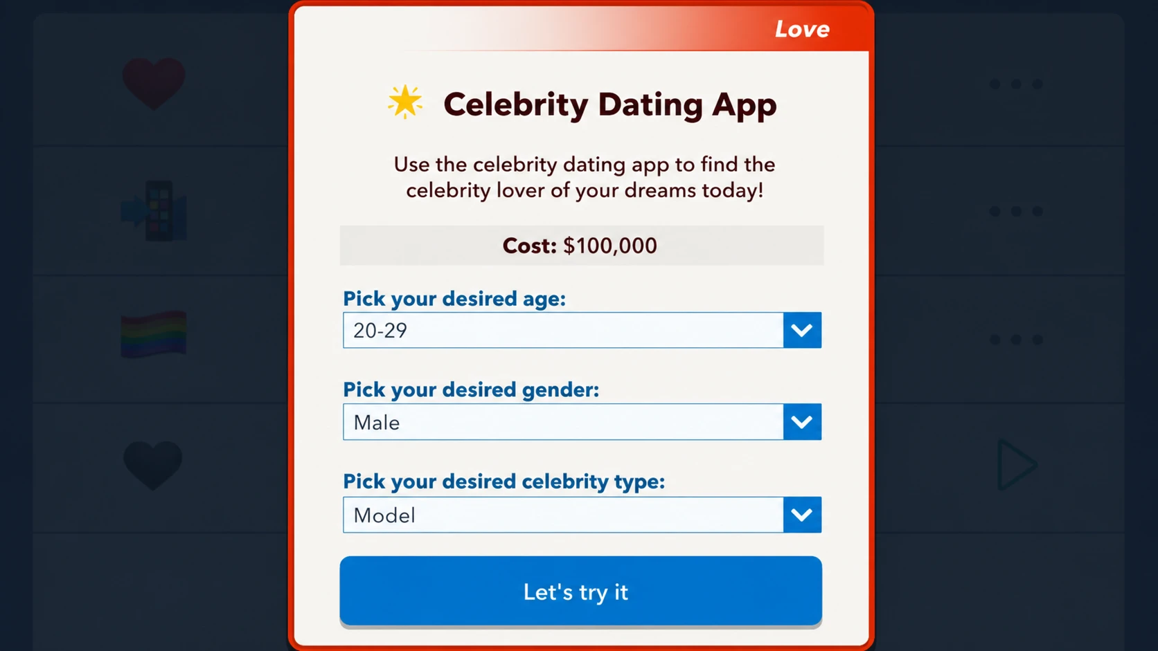 Celebrity dating app in bitlife
