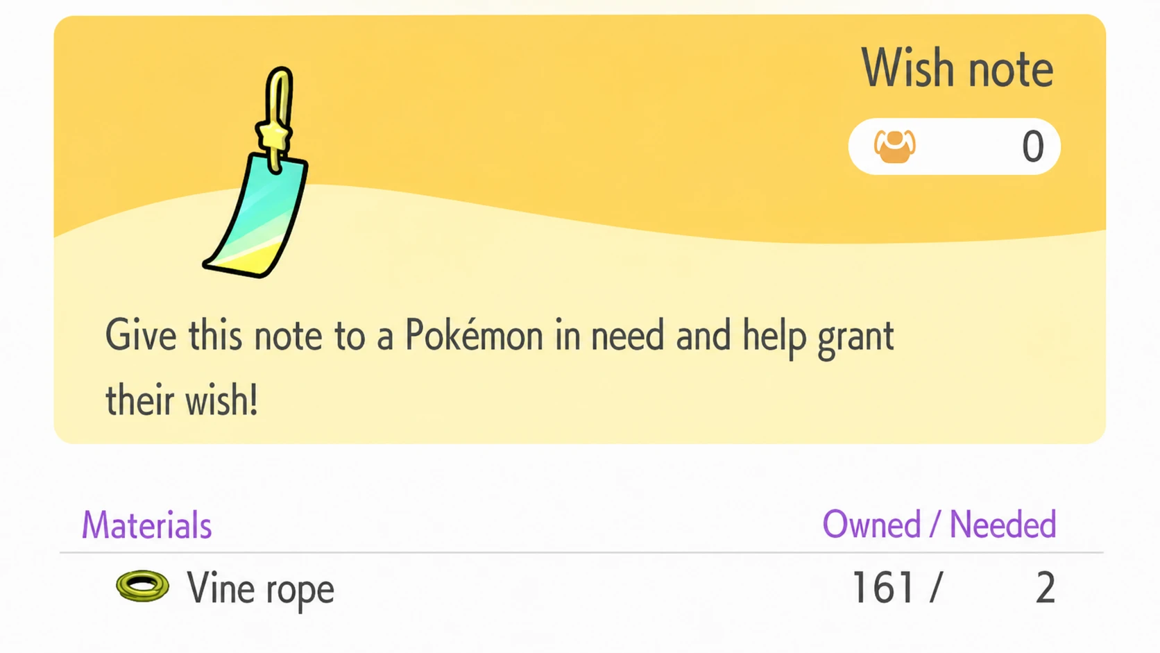 Crafting a wish note in pokopia