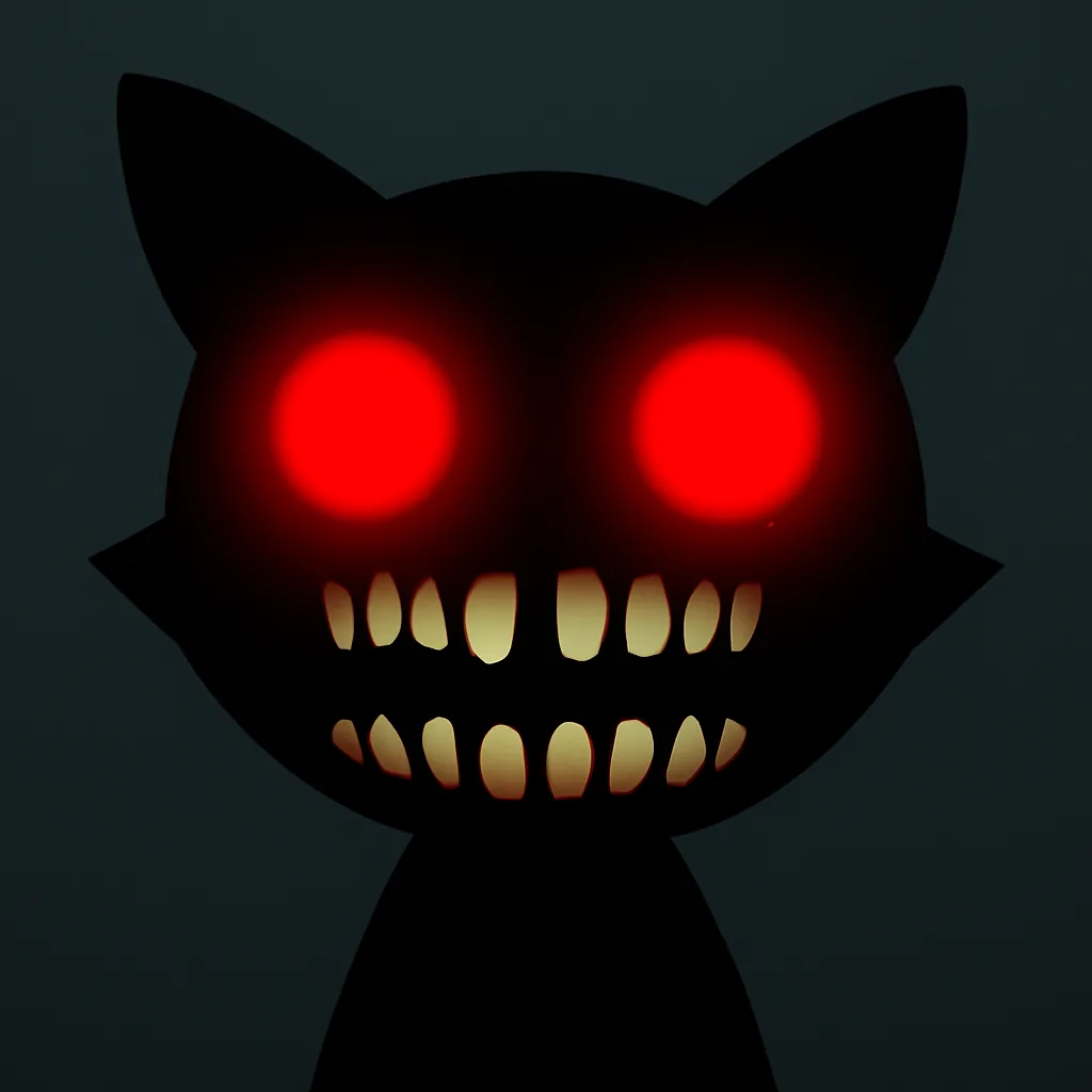 A dark figure with red eyes starts zooming into frame