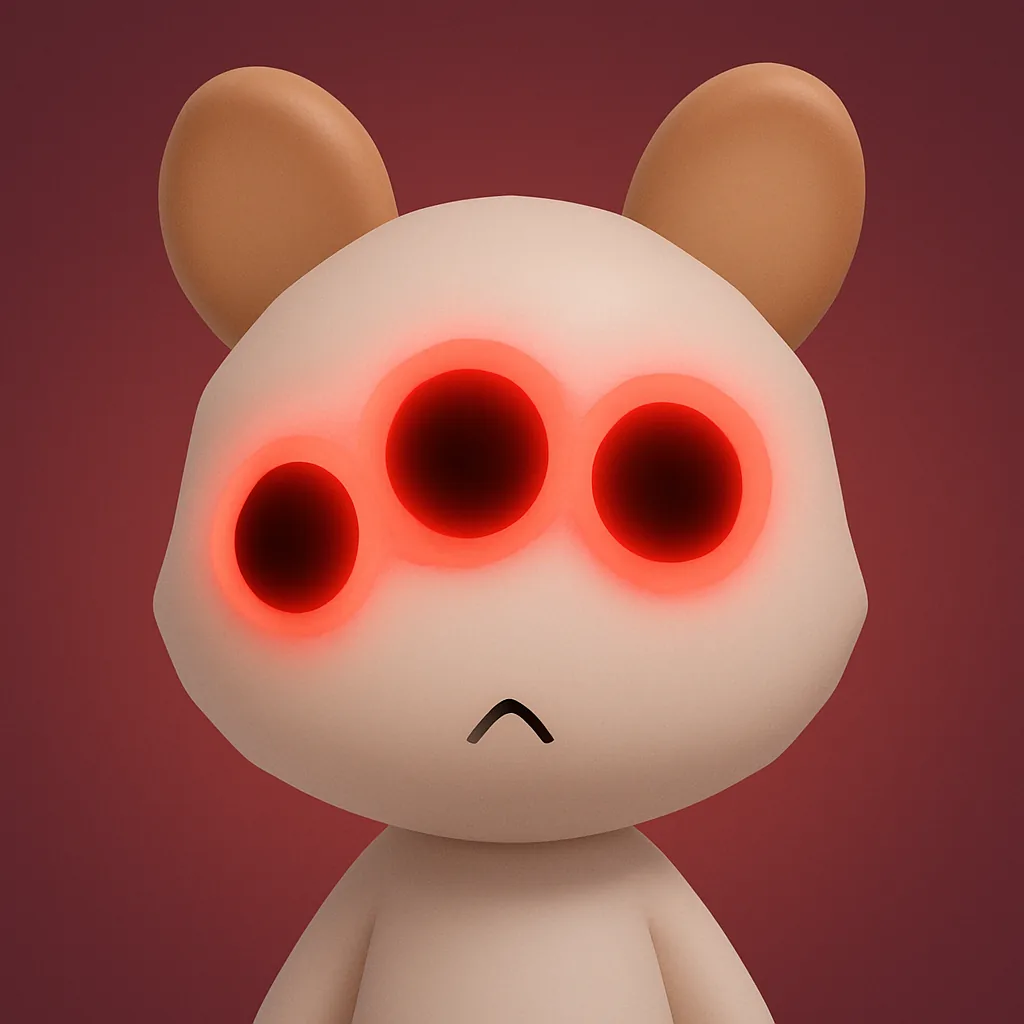 Three glowing red eyes