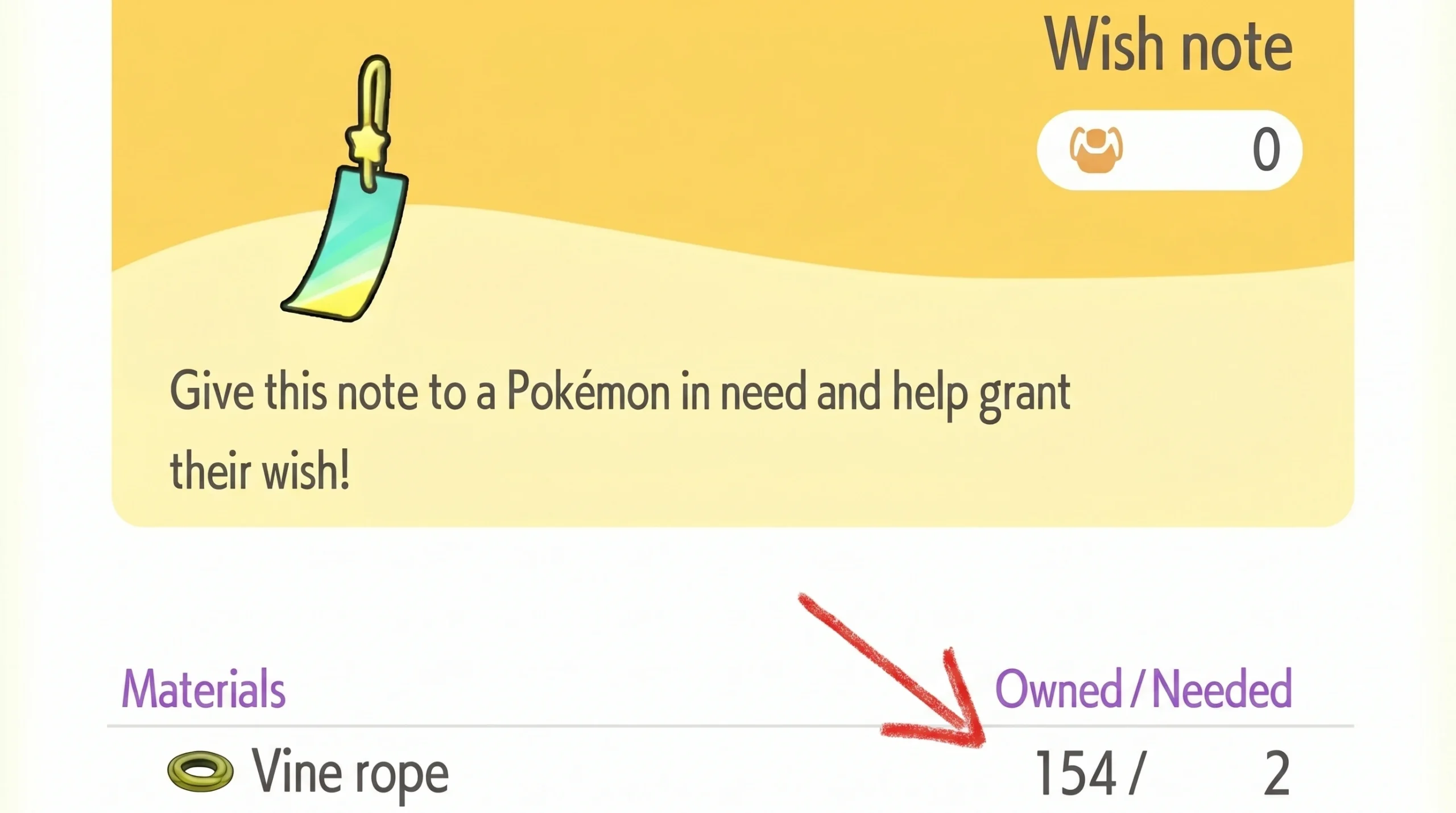 Wish note in pokopia