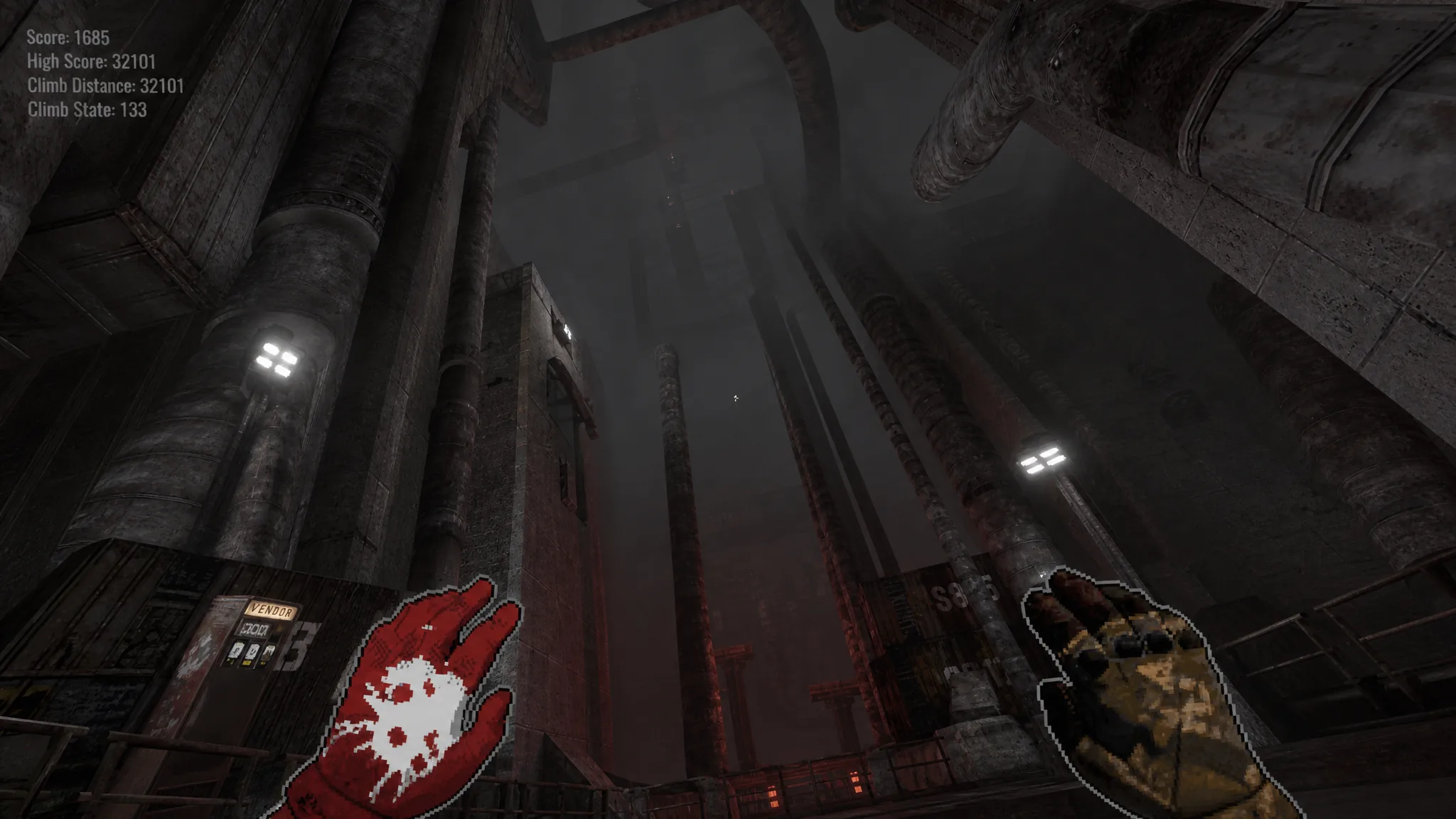 Looking up at the elevator shaft in interlude ascent 3