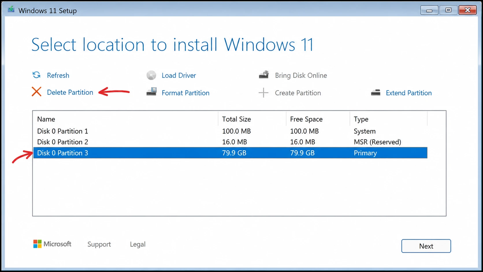 Windows 11 24H2 partition setup