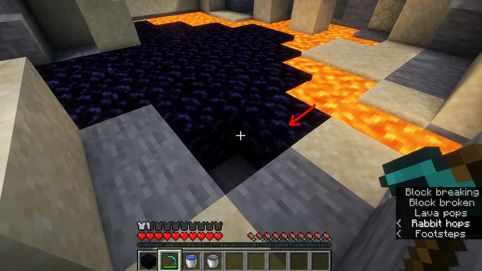 Collect Obsidian Using a Diamond Pickaxe