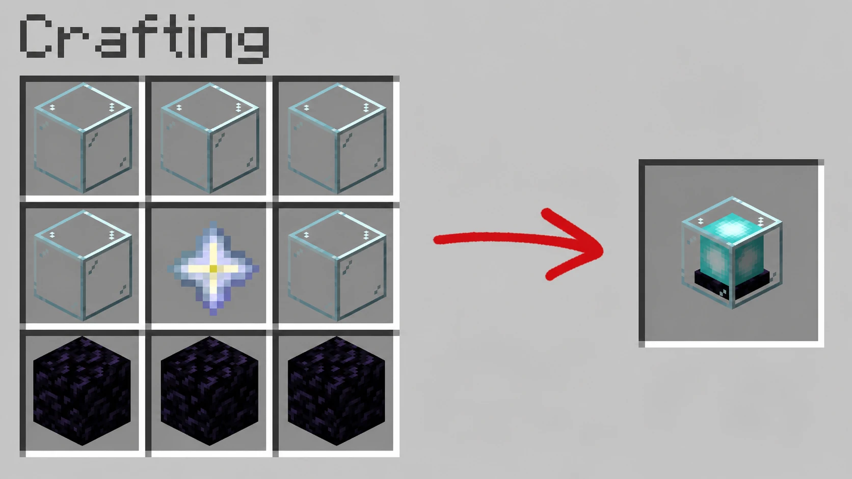 Crafting recipe for a beacon