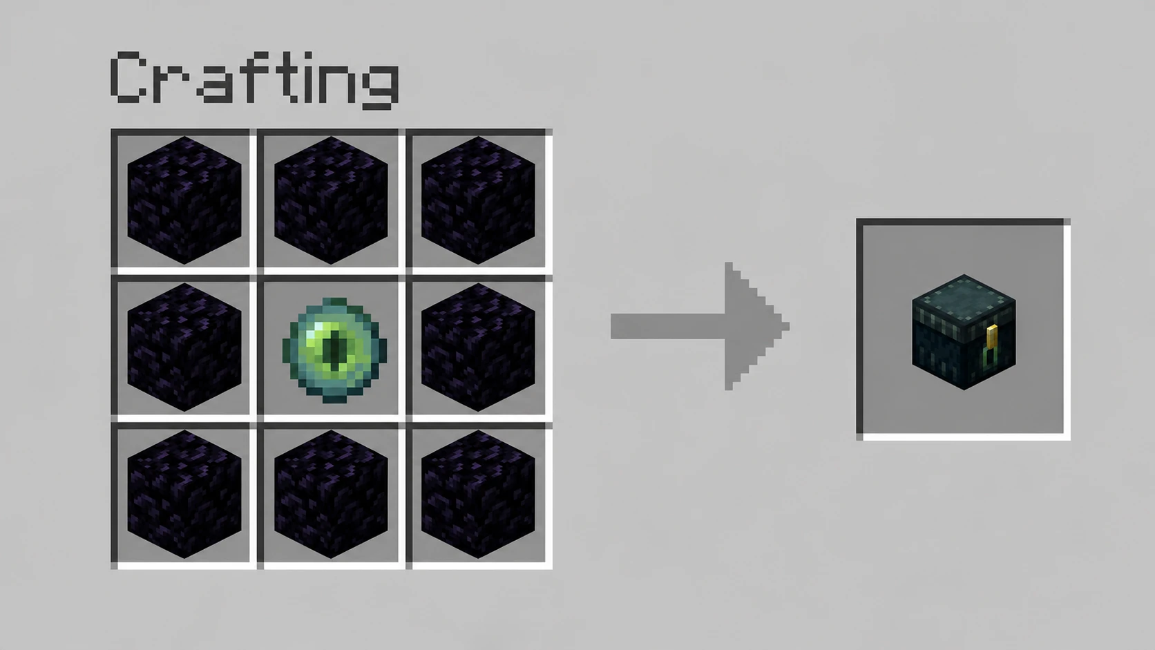 Crafting recipe for an ender chest