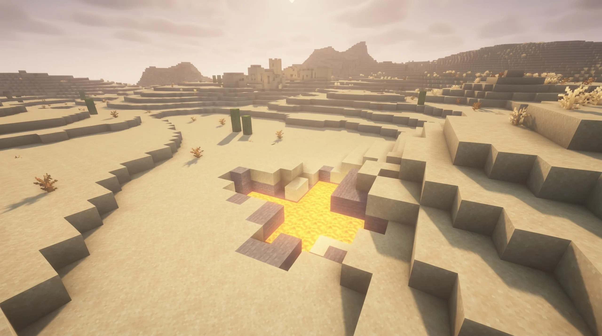 Minecraft Lava pool in a desert biome