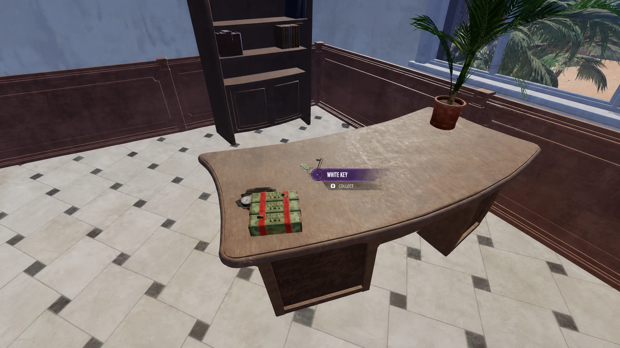 The White Key on a table inside the Segen bank upper floor