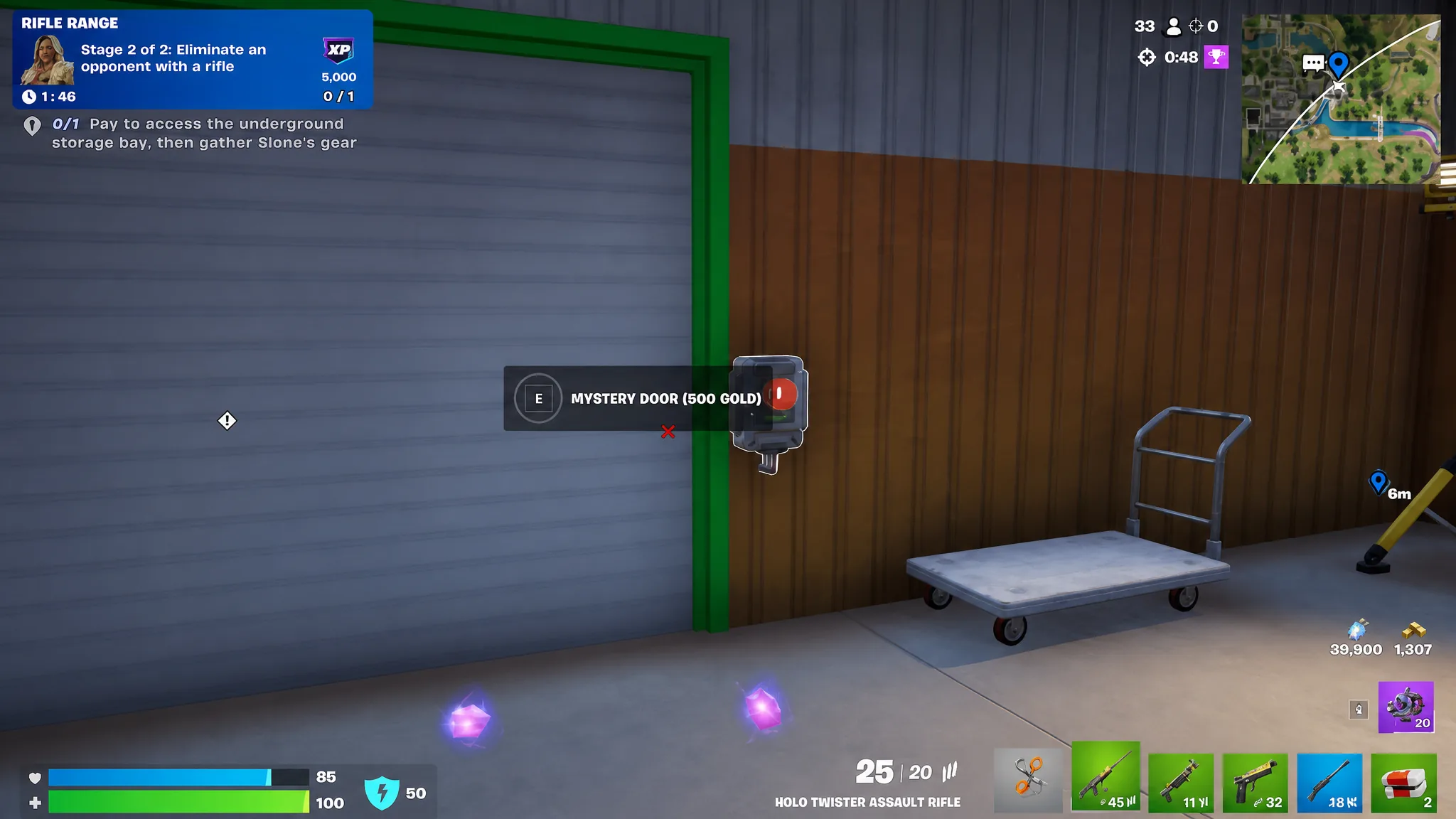 Preparing to pay fee to open slone storage door in fortnite