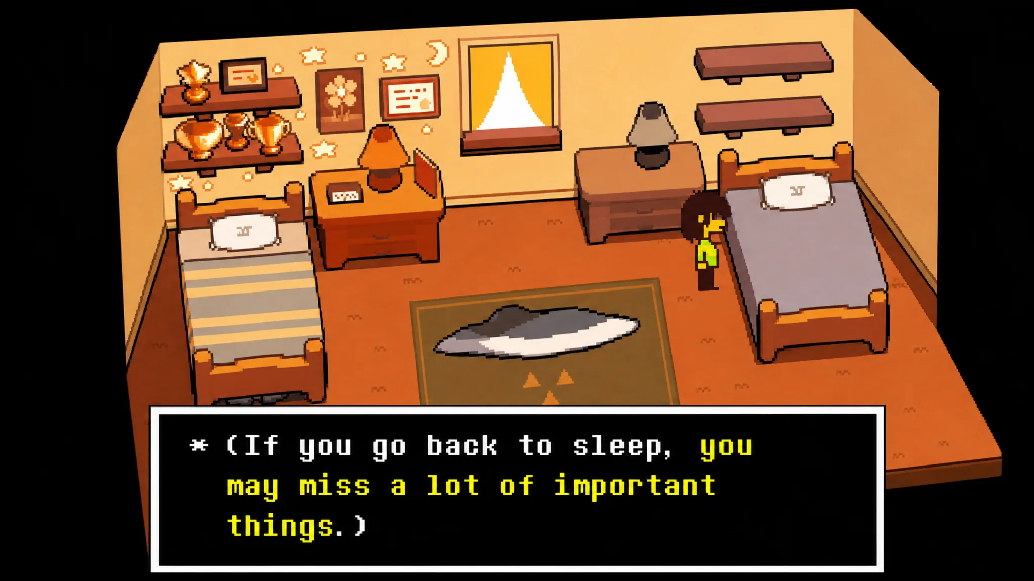 Interacting with the bed in Deltarune Chapter 5