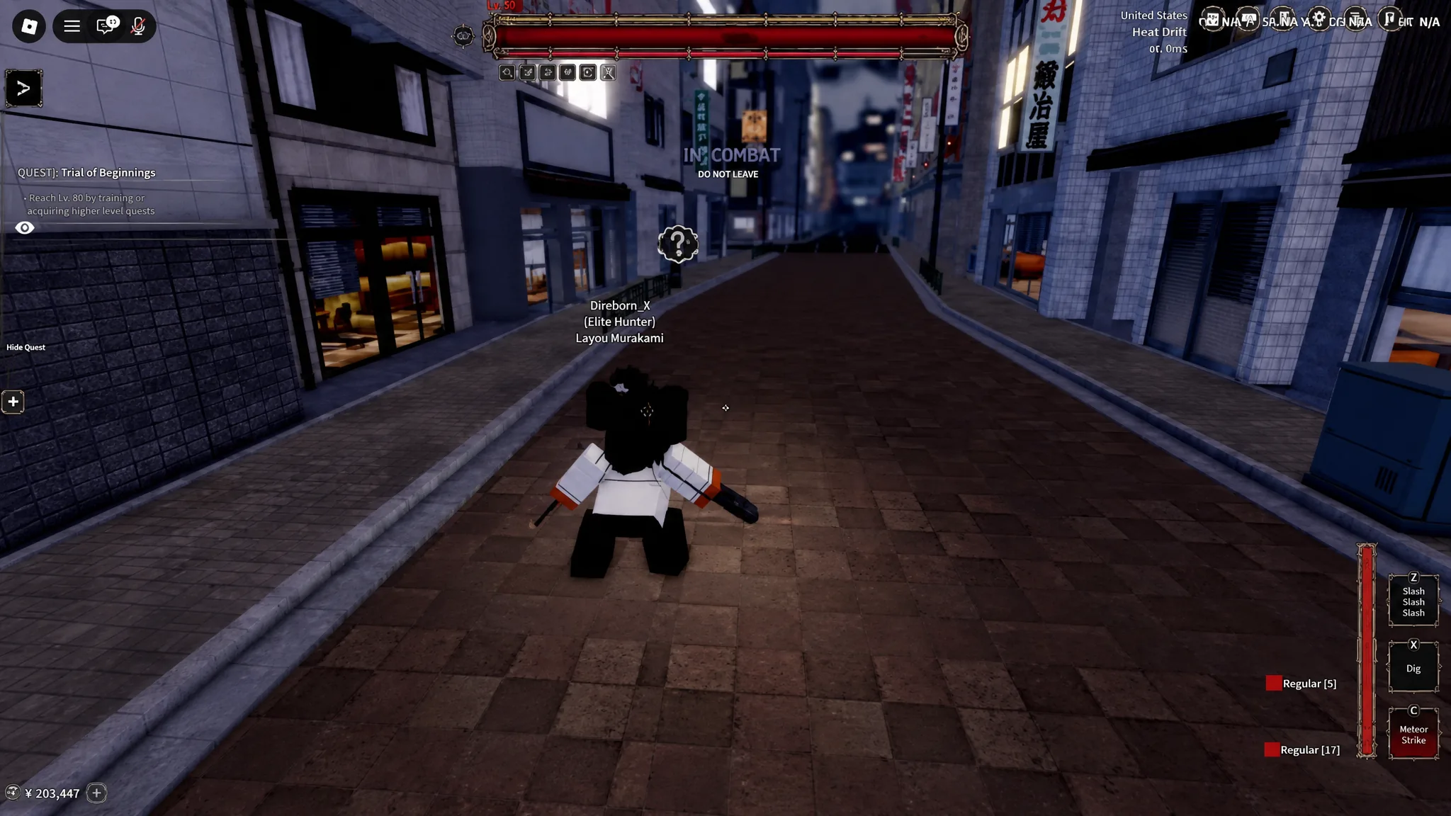 Player performing chainsaw hybrid M2Z skill in Devil Hunter
