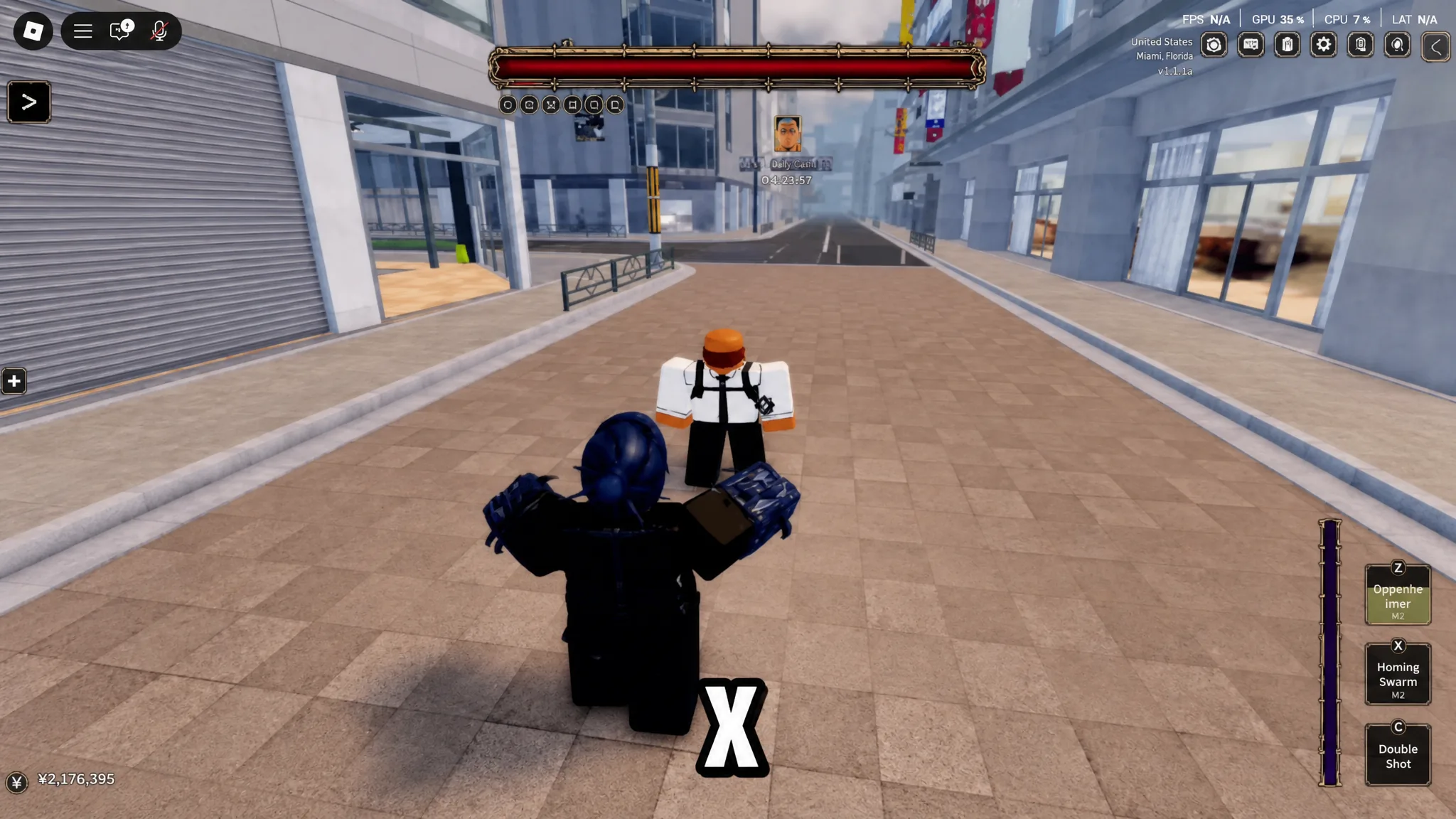 Player performing the X skill from Bomb hybrid in Devil Hunter