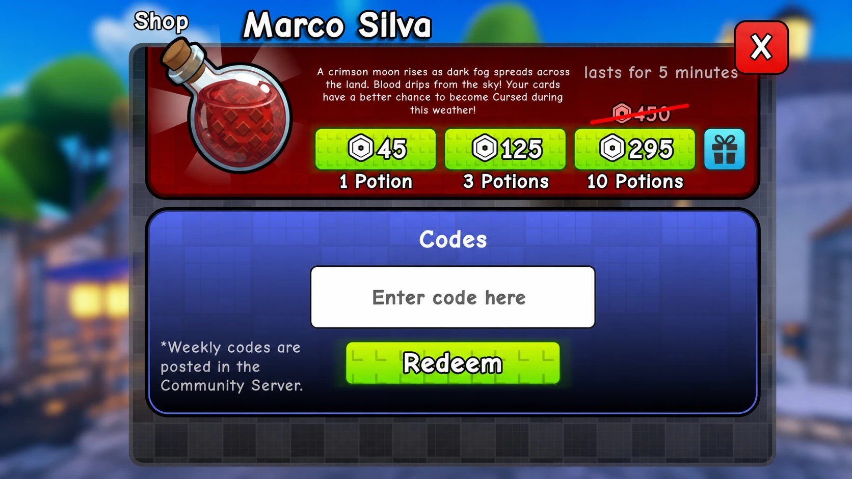 The Spin a Soccer Card codes redeem screen