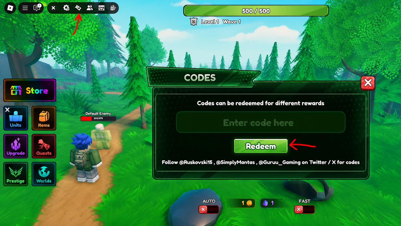 Anime Defense RNG codes redeem