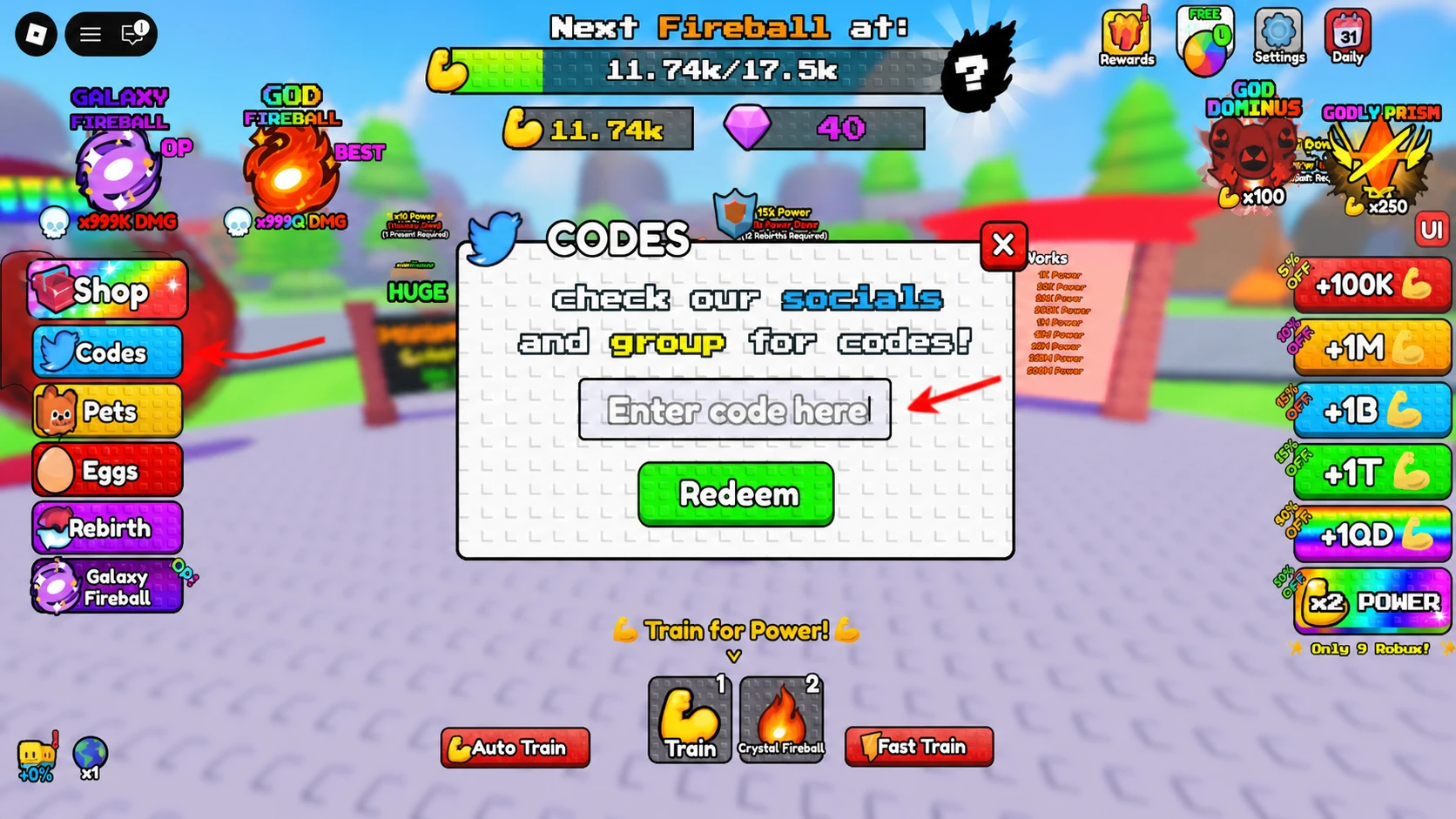 Fireball Training Codes