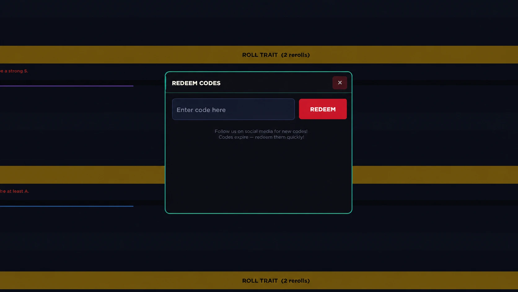 The Bleach Incremental code redemption panel showing the text input field and redeem button