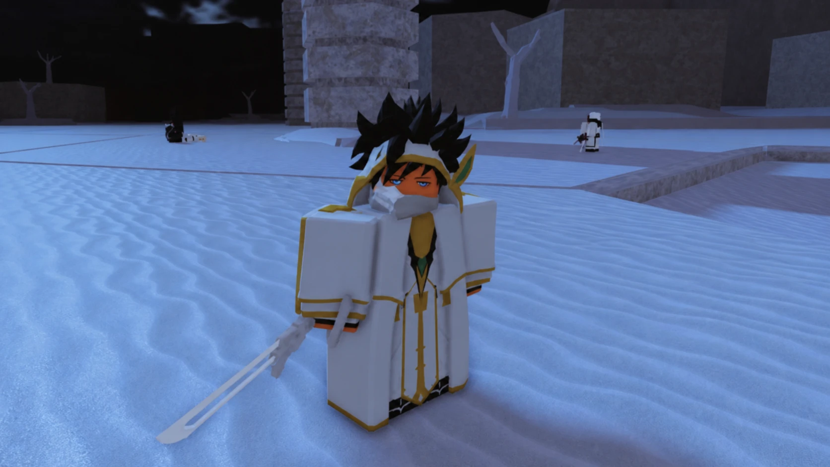 Type Soul clans - type soul character in a white and gold suit with a sword
