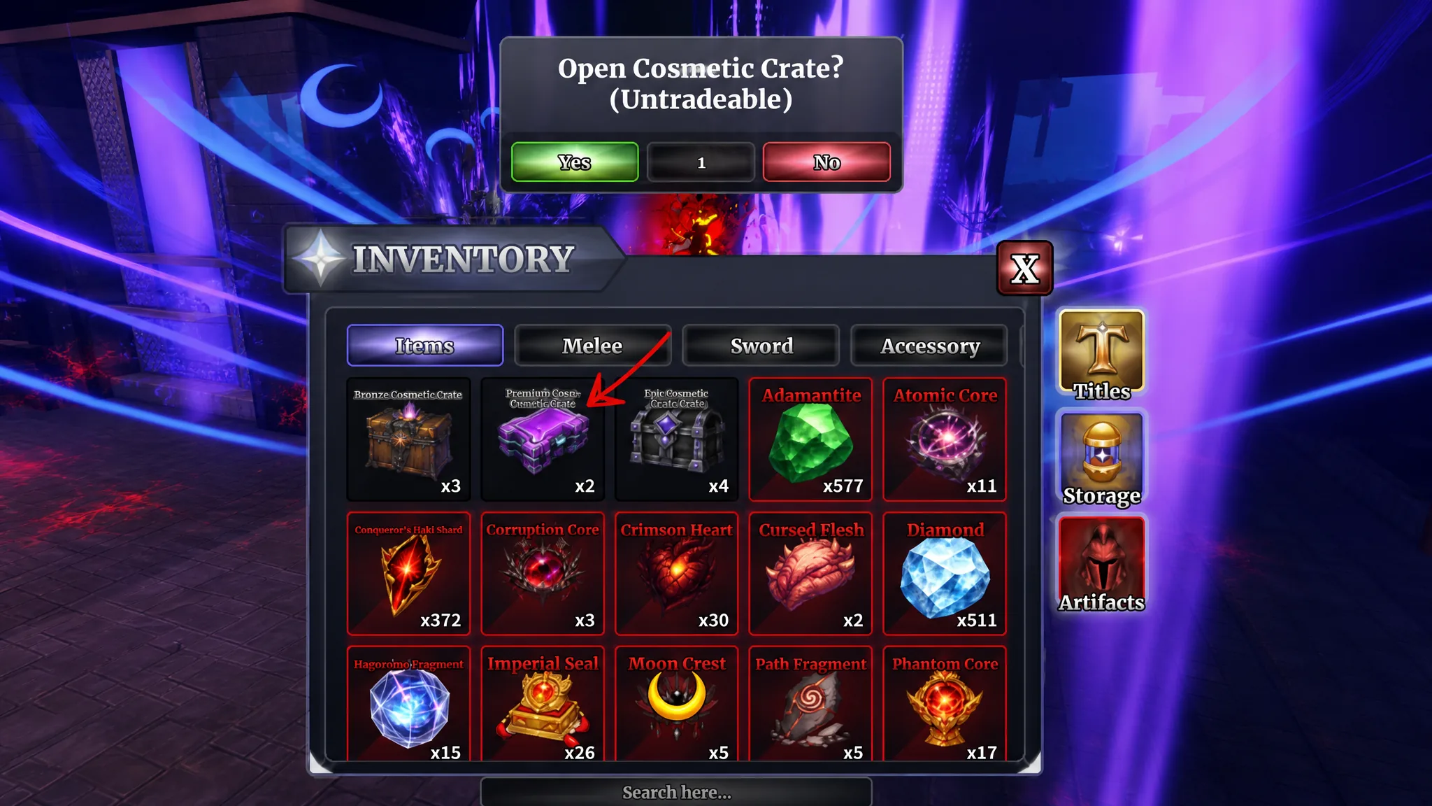Open Cosmetic Crates in Sailor Piece