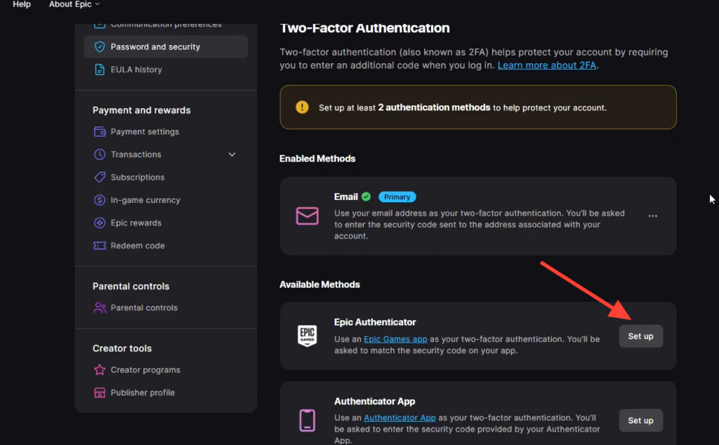 How To Enable 2fa On Epic Games Account