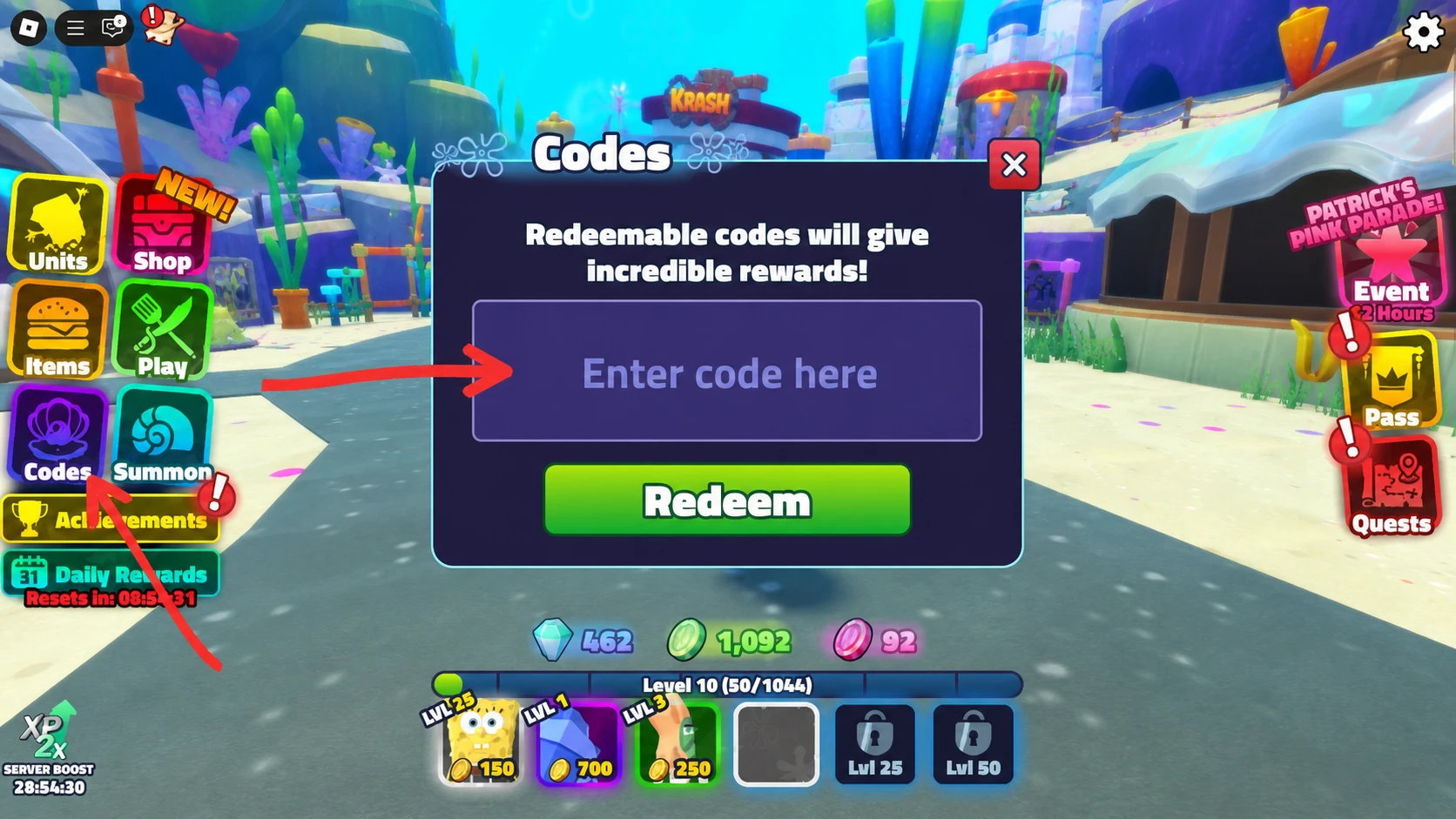 redeeming spongebob codes
