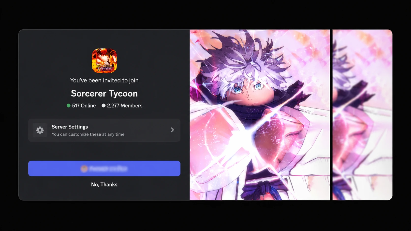 Sorcerer Tycoon codes: A screenshot of the Discord invite with a PT logo in the top right corner