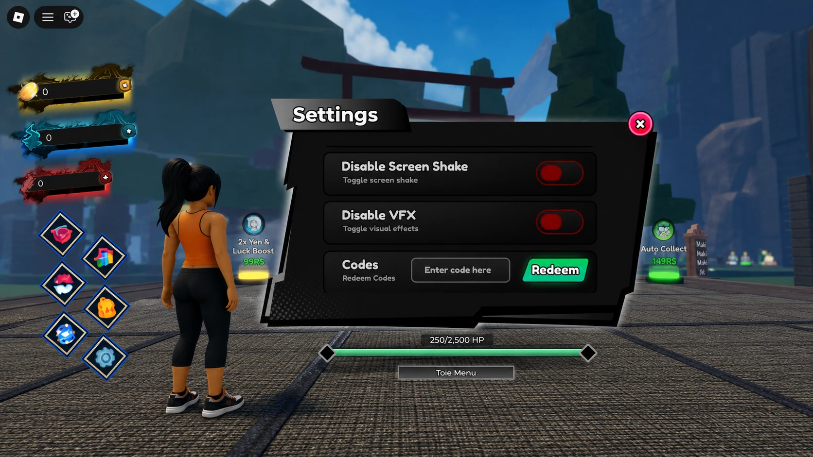 Sorcerer Tycoon codes: A screenshot of the codes box with Pocket Tactics in the slot and a PT logo in the top right corner