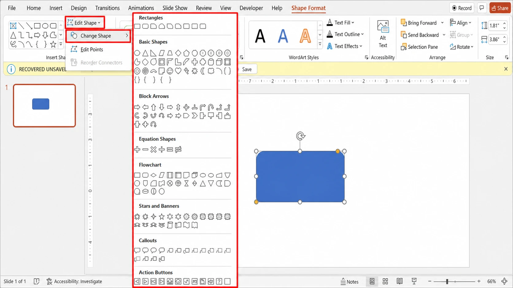 How to change the shape of a picture in PowerPoint