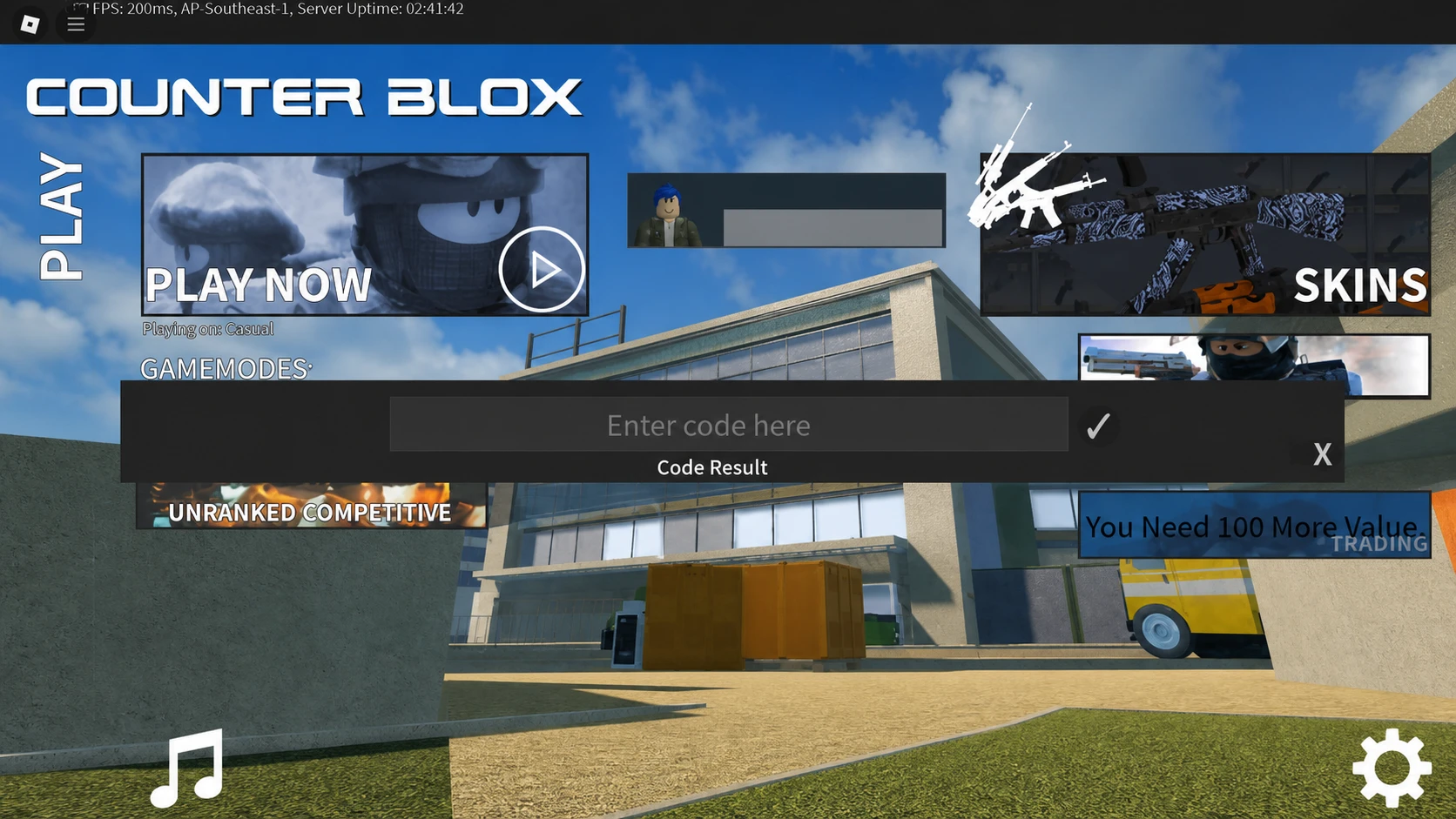 How to redeem counter blox codes in the game