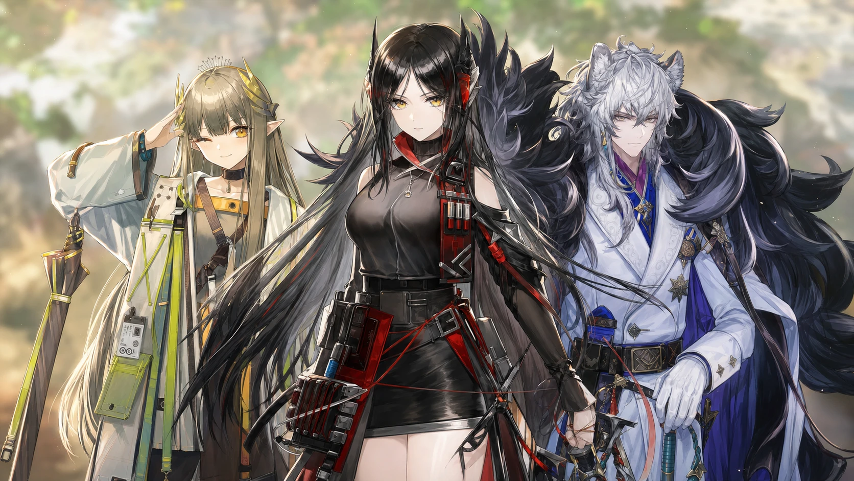 Arknights tier list: Ines, SilverAsh alt, and Muelsyse pasted on a blurred background
