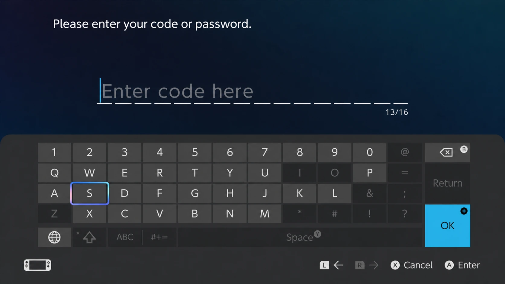 Pokémon Legends: Z-A mystery gift codes: screenshot of the code menu