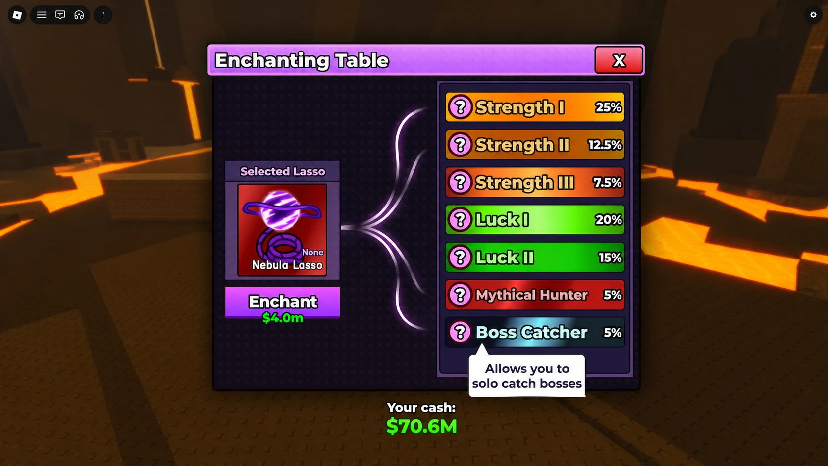 image showing the Boss Catcher Enchant in Catch and Tame