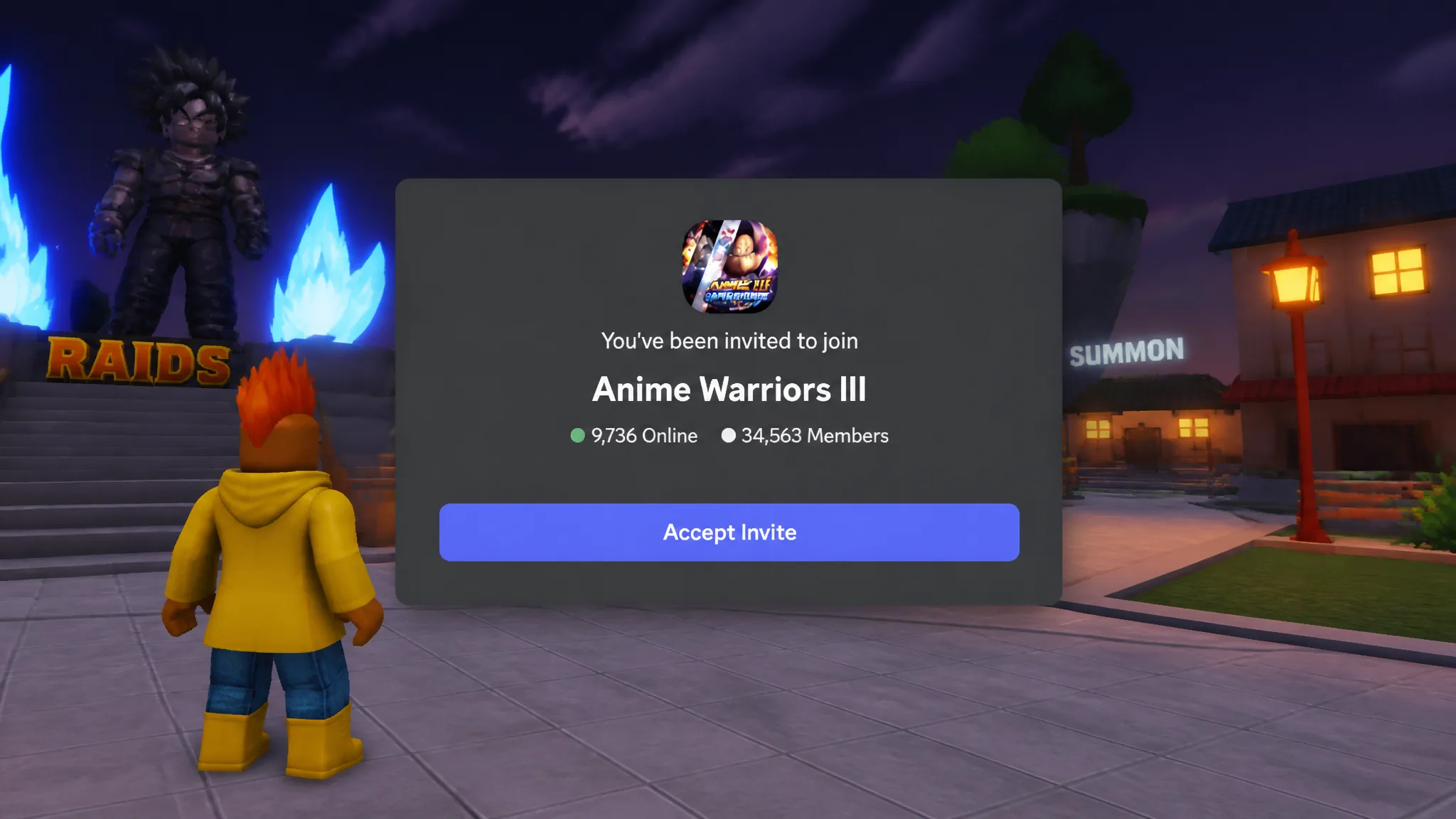 Anime Warriors 3 codes: An image of the Anime Warriors 3 Discord server
