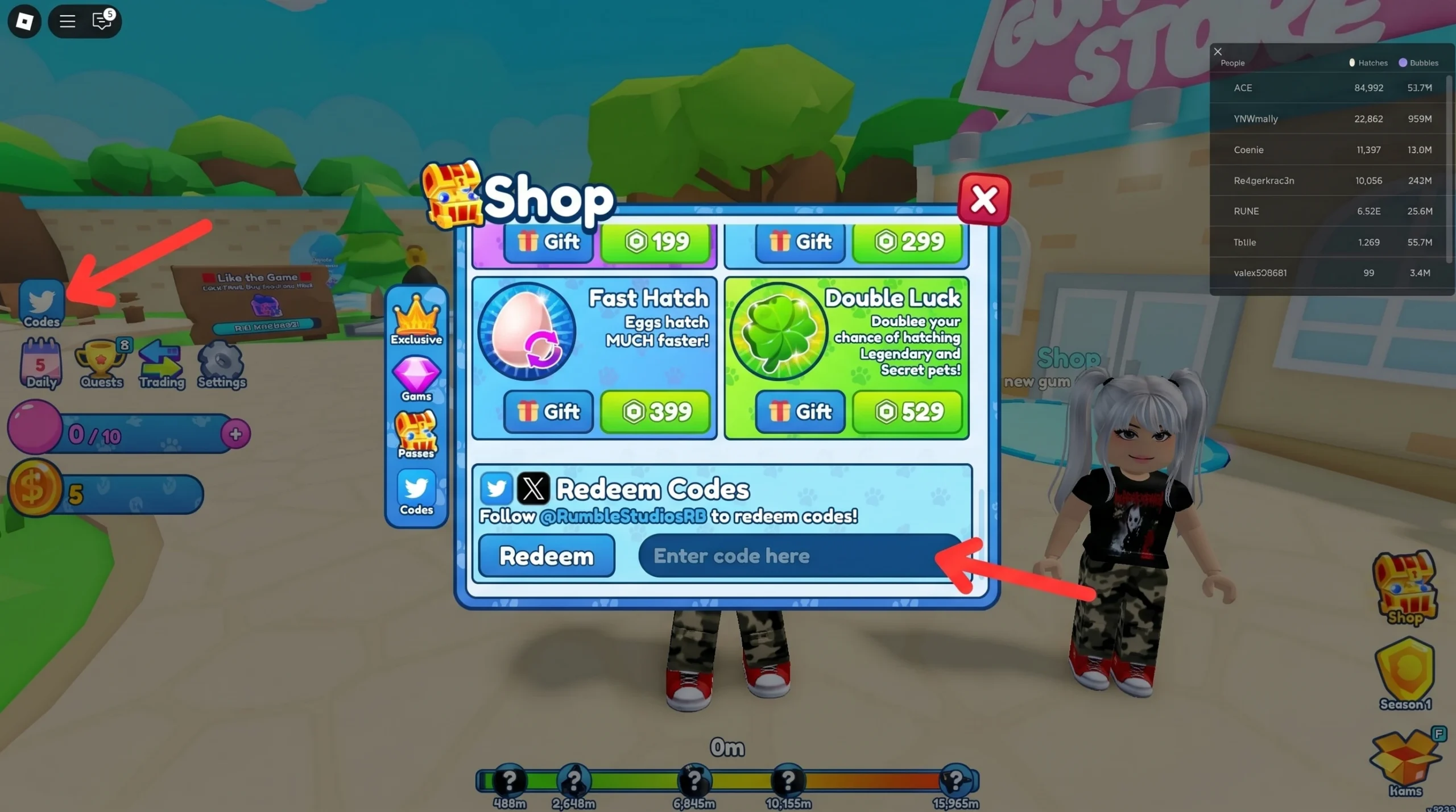 redeem Roblox Bubble Gum Simulator INFINITY Codes