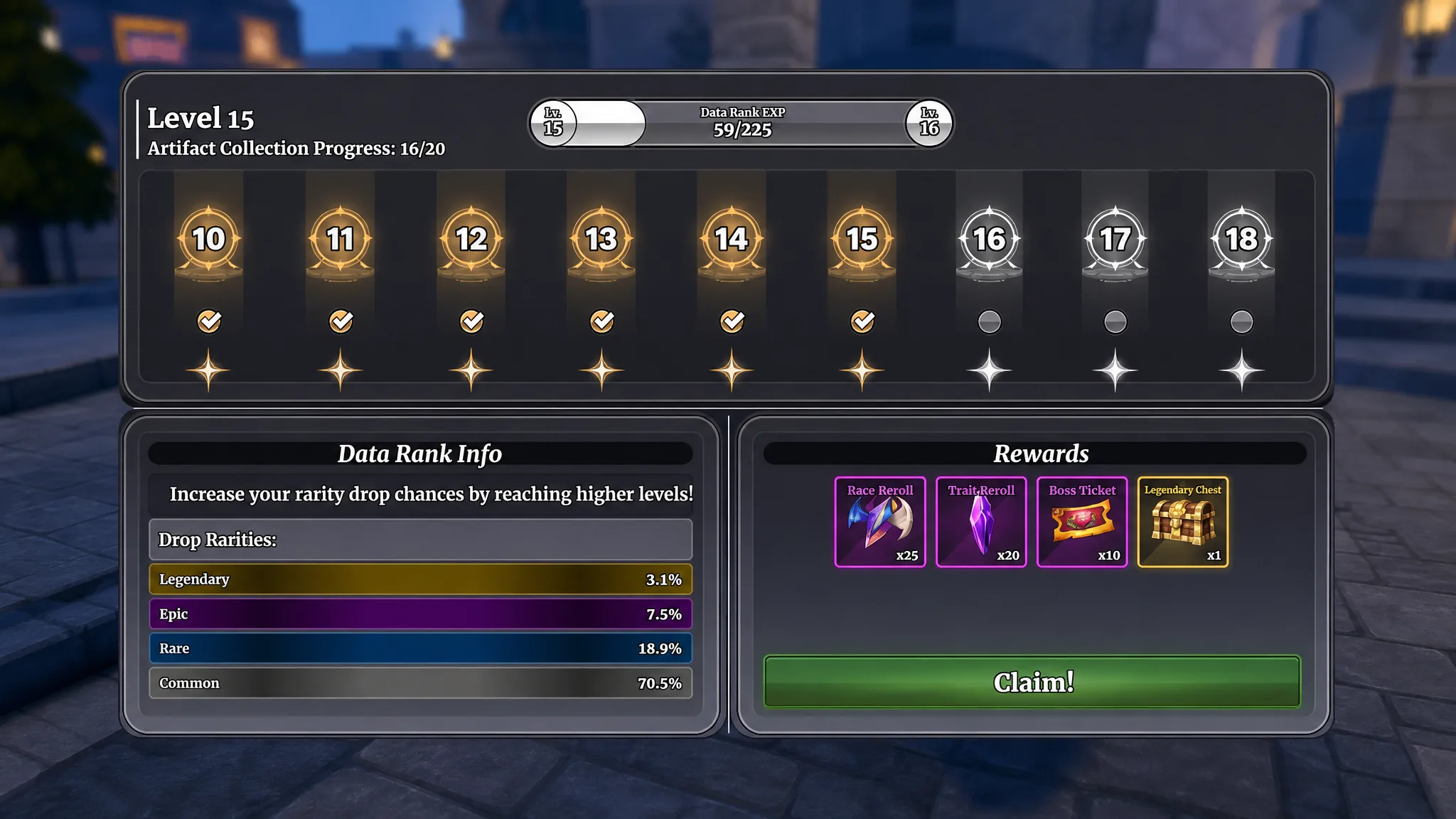 Artifacts rewards